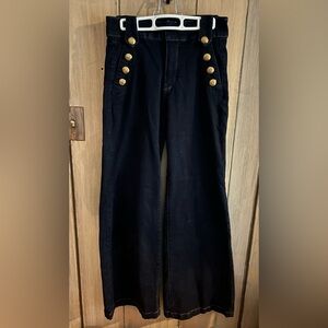 WHBM White House Black Market Mariner wide leg sailor jeans dark blue 4. NWOT.